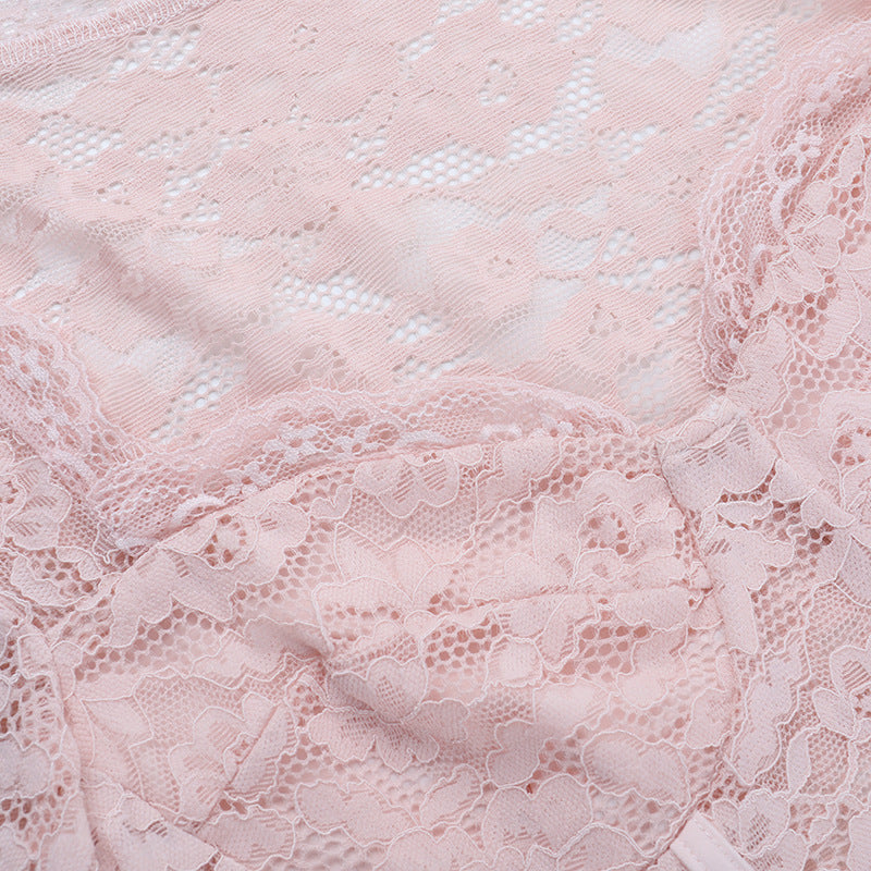 Boned Lace Long Sleeve Crop Top