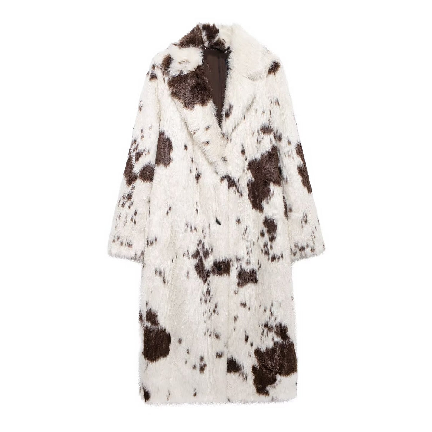 Contrast Color Animal Pattern Faux Fur Coat Women Autumn Winter High Sense Fox Fur Extended Plush Coat