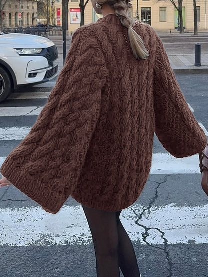 Casual Vacation Wool Long Sleeve Coat Sweater Women Clothing Autumn Winter