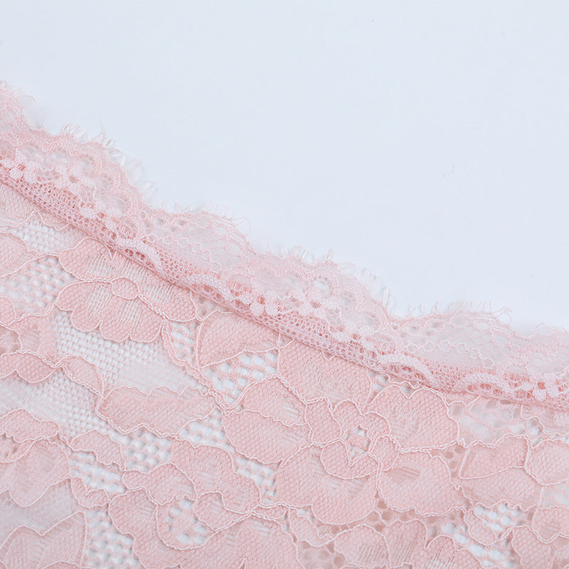 Boned Lace Long Sleeve Crop Top