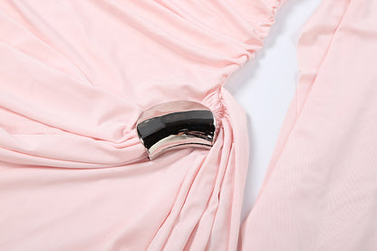 Shawl Ruched Long Dress