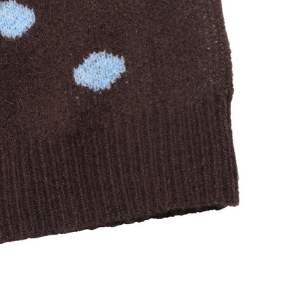 Women Clothing Autumn Long Sleeve Polka Dot Sweater Cardigan