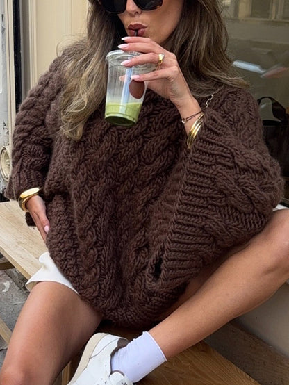 Casual Vacation Wool Long Sleeve Coat Sweater Women Clothing Autumn Winter