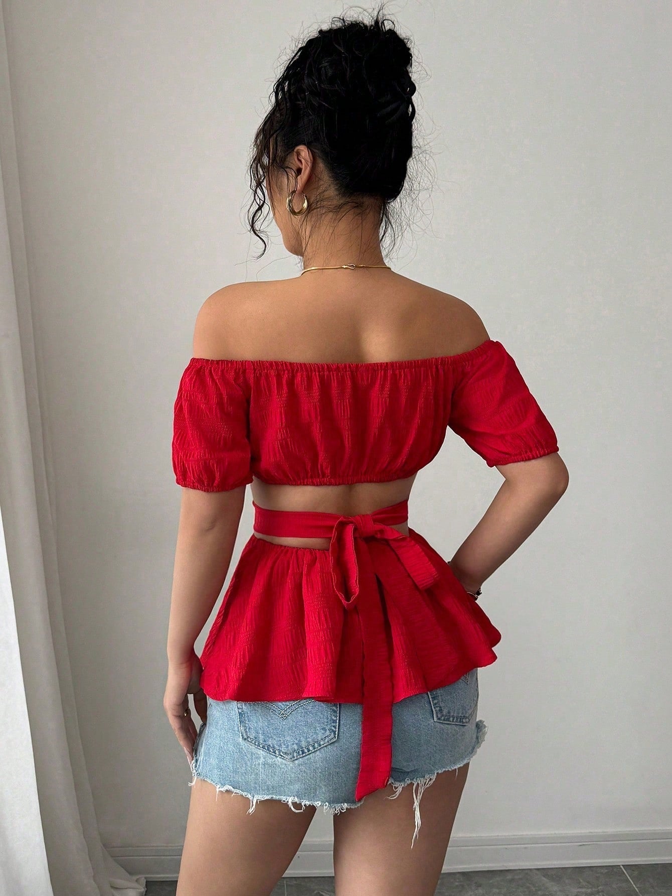 Women Clothing Sexy off Shoulder T shirt Summer Hollow Out Cutout out Tube Top Short Top
