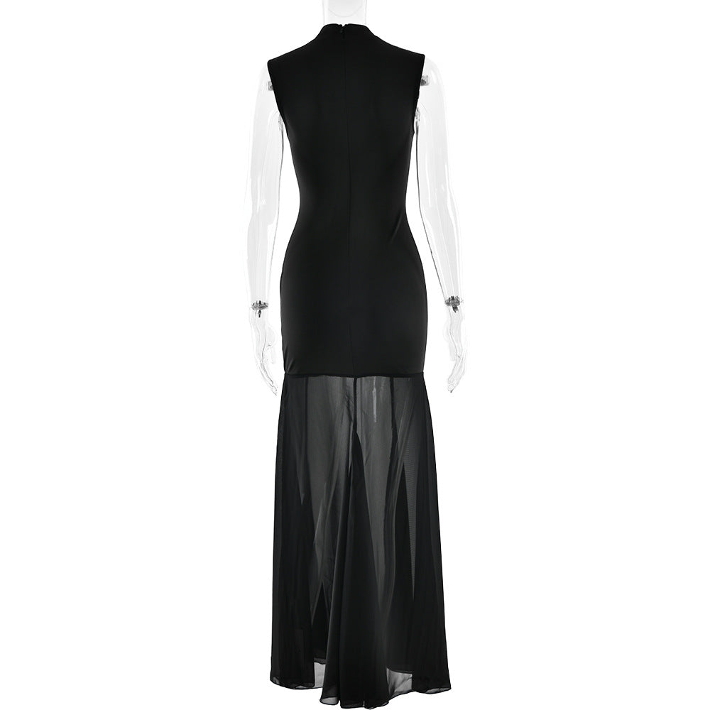 Sexy Cutout Tube Top Cinched Waist See-through Fishtail Dress Women Dress