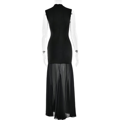 Sexy Cutout Tube Top Cinched Waist See-through Fishtail Dress Women Dress