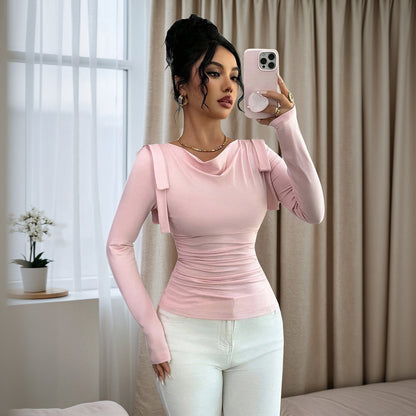 Cowl Neck Ribbon Top