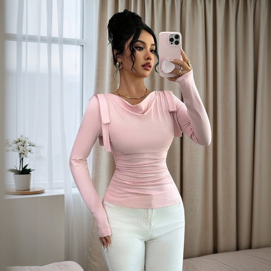 Cowl Neck Ribbon Top