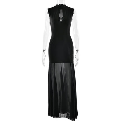Sexy Cutout Tube Top Cinched Waist See-through Fishtail Dress Women Dress