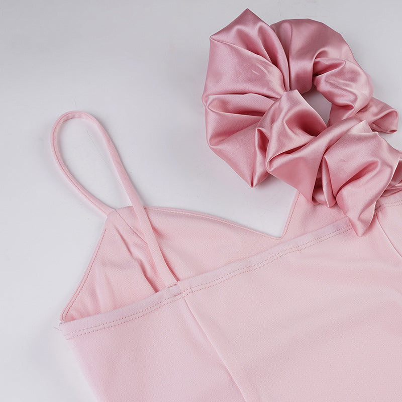 Ruffled Tulle Spaghetti Strap Dress