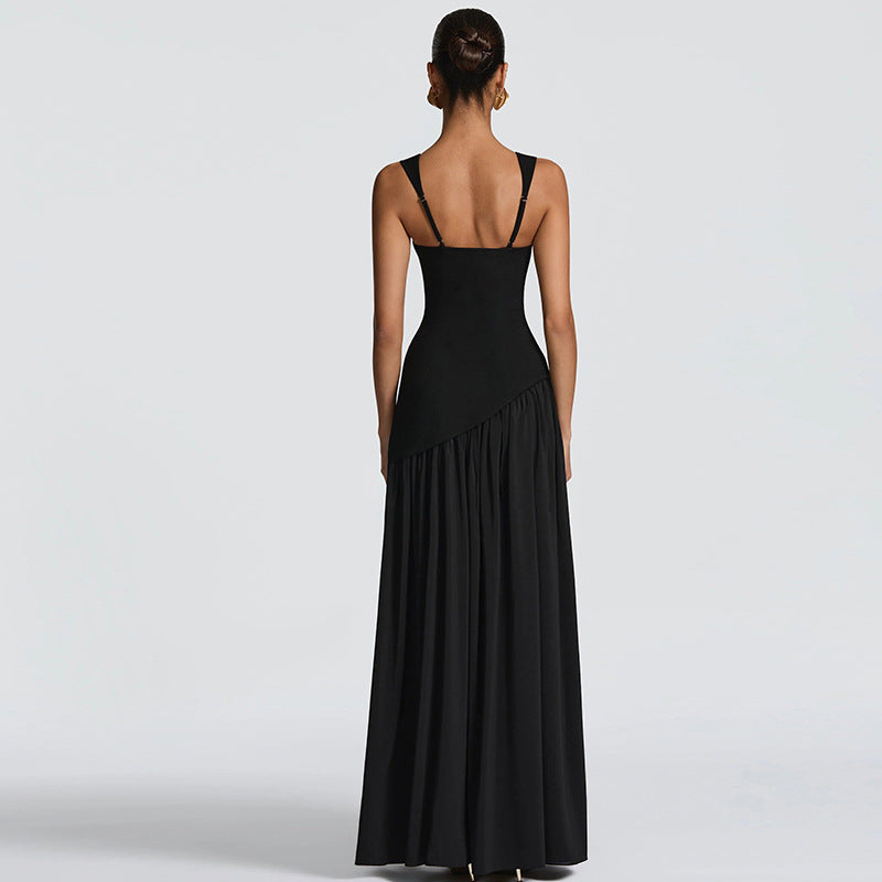 Scarf Detail Long Slit Dress