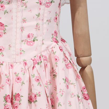 French Sexy Summer off Shoulder Lace Edge Waist Controlled Slim Fit Slimming High Grade Design Dress