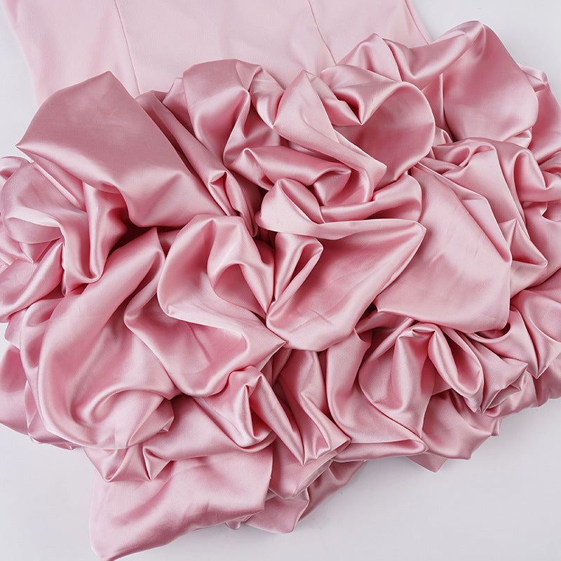 Ruffled Tulle Spaghetti Strap Dress