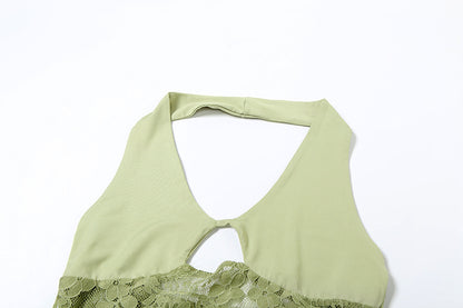 Spring Women Clothing Sexy Halter Cut out Slim Hip Fold Dress