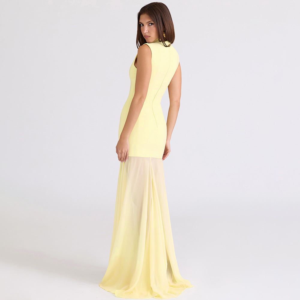 Sexy Cutout Tube Top Cinched Waist See-through Fishtail Dress Women Dress