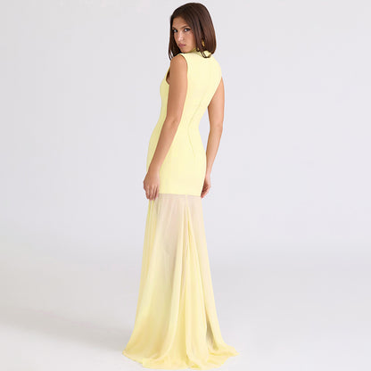 Sexy Cutout Tube Top Cinched Waist See-through Fishtail Dress Women Dress
