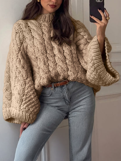 Casual Vacation Wool Long Sleeve Coat Sweater Women Clothing Autumn Winter
