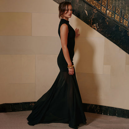 Sexy Cutout Tube Top Cinched Waist See-through Fishtail Dress Women Dress