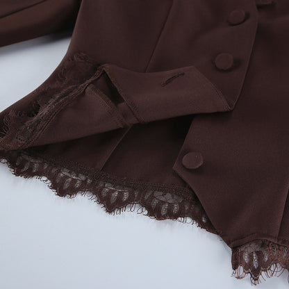 Retro Lace Waist-Defined Long Sleeve Coat