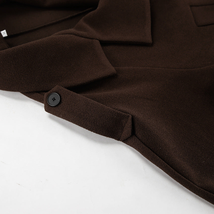 Autumn Winter Collared Elegant Double Breasted Woolen Coat Office Coat Women