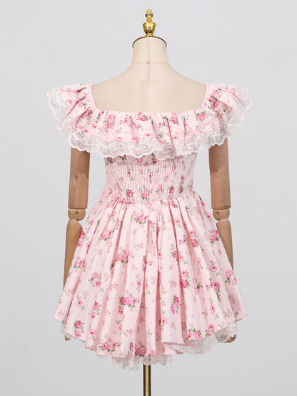 French Sexy Summer off Shoulder Lace Edge Waist Controlled Slim Fit Slimming High Grade Design Dress