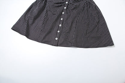 Spring Summer Women Clothing French Dot Sexy Button Slim Pleated Backless Sling Dress Women