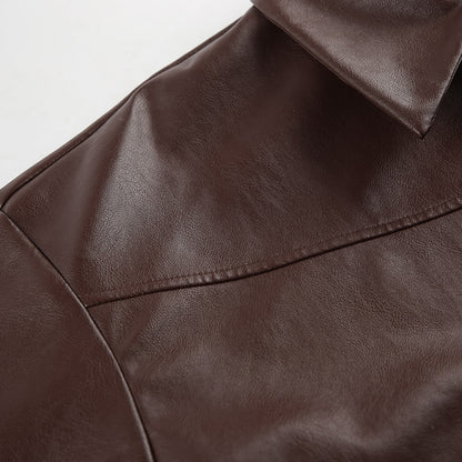Women Clothing Spring Autumn Coat Bomber Jacket Retro Old Money Leather Jacket