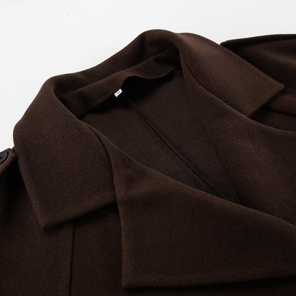 Autumn Winter Collared Elegant Double Breasted Woolen Coat Office Coat Women